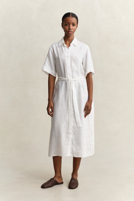 GANT Linen Ss Shirt Dress White 36 GANT Linen Ss Shirt Dress White 36