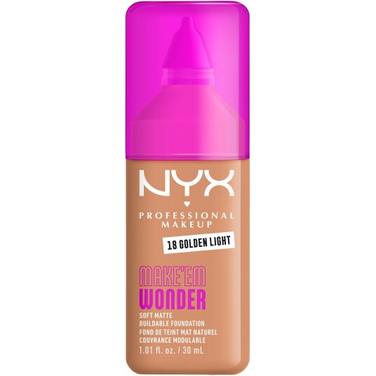 NYX Make Em Wonder Foundation 18 Golden Light - Matt og Strålende Finish