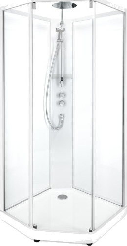 Contura Showerama Comfort dusjkabinett, 90x80 cm, hvit profil, klart glass