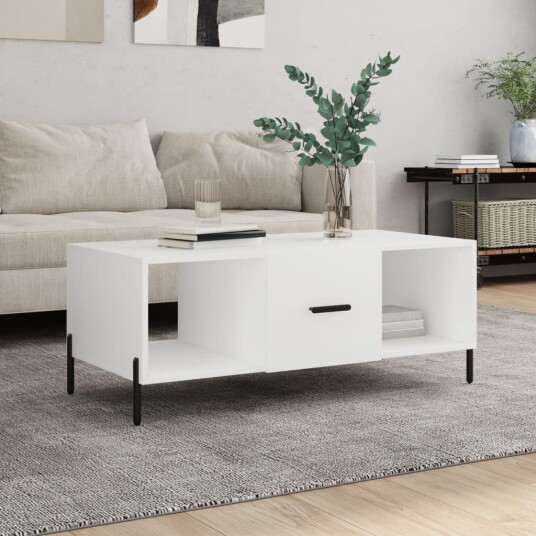 vidaXL Salongbord hvit 102x50x40 cm konstruert tre