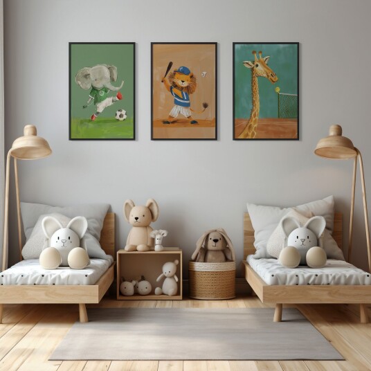 Namly Design Plakat Sportsdyr / Sett av 3 POSTERNL4VXM