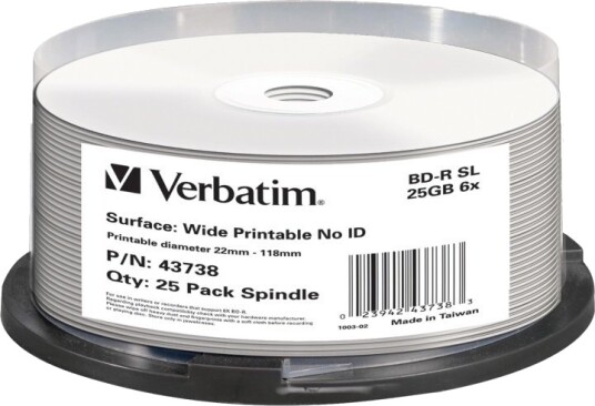 Verbatim BD R 25GB 25pk 43738 V43738