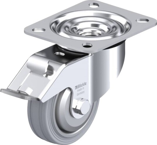 Blickle 739353 Le-Ve 80R-Fi-Sg-Fa Styrehjul Med Bremse, Hjuldiameter 80 Mm, Bæreevne (Maks.) 50 Kg, 1 Stk