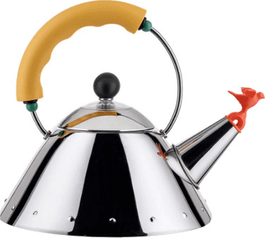 Alessi Kettle fløytekjele 1 liter rustfritt stål/gul Alessi Kettle fløytekjele 1 liter rustfritt stål/gul