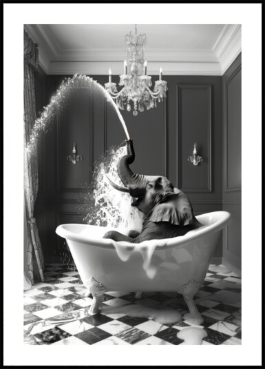 Playful Elephant Bath Plakat / 40x50