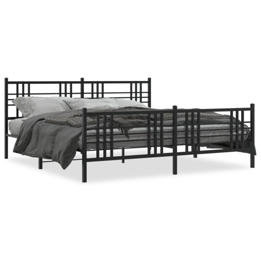  Sengeramme i metall med hode- og fotgavl svart 193x203 cm 8721012373129