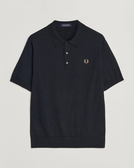 Fred Perry Cotton Knitted Polo Navy Fred Perry Cotton Knitted Polo Navy