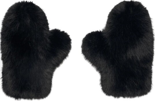 Stand Studio Jane faux fur fox mittens xs/s sort dame