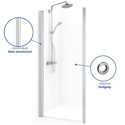 Macro Design Spirit Nisjedusj Matt Aluminium / 920-955mm Ice Glass med Hullgrep