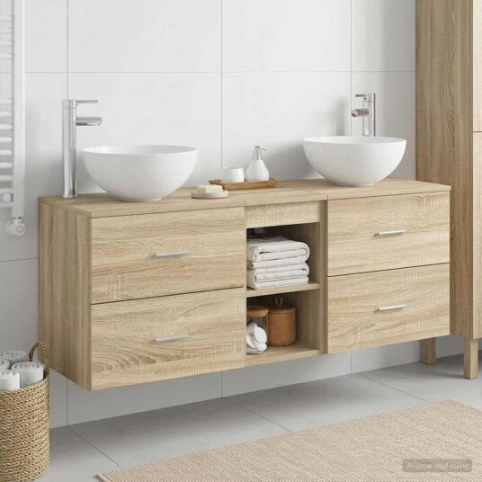 vidaXL Baderomsskapsett 3 stk. Sonoma eik 49,5 x 35 x 63 cm vidaXL Baderomsskapsett 3 stk. Sonoma eik 49,5 x 35 x 63 cm