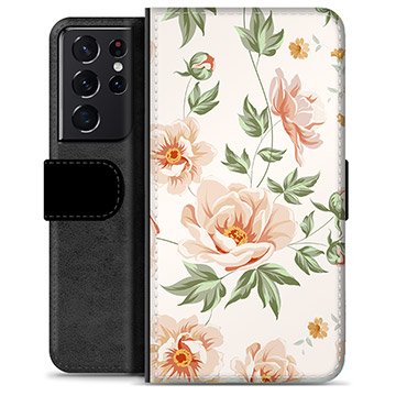 Samsung Galaxy S21 Ultra 5G Premium Lommebok-deksel Floral