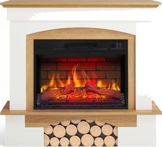 Artiflame Woodley Elektrisk Peis - Hvit/Naturlig Eik Omramming (ELP-40-163-AF23BS)