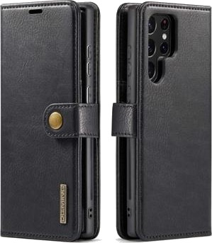 DG.Ming 2-i-1 Samsung Galaxy S23 Ultra 5G Avtakbart Lommebok-deksel I Lær Svart