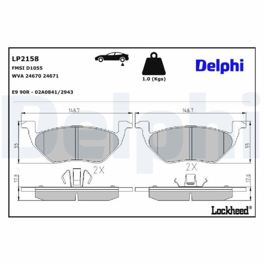 Bremseklosser DELPHI LP2158 Bremseklosser DELPHI LP2158