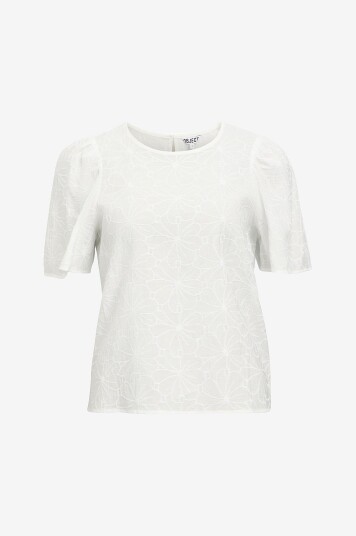 Object - Bluse obkIlly S/S RE O-neck Top 138 - Hvit