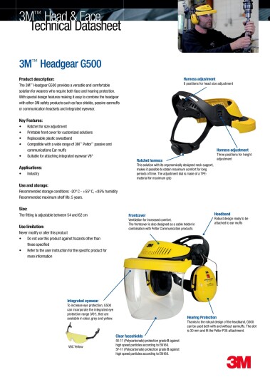 3m™ hodeutstyr-pakke industri gul g500v5f11h51-gu