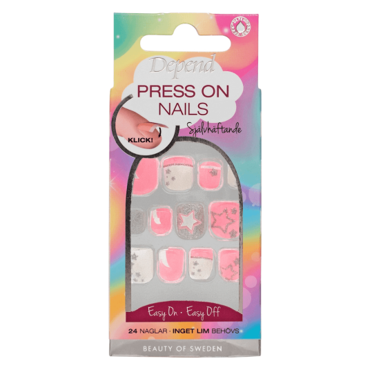 Depend Press on Nails for Children Pink Star