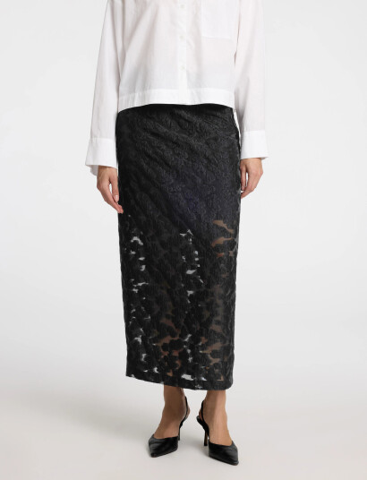 Selected Slfpandora Hw Ankle Slit Skirt B - Black - 34