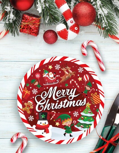 6 stk "Merry Christmas" Papptallerkener 23 cm 6 stk "Merry Christmas" Papptallerkener 23 cm