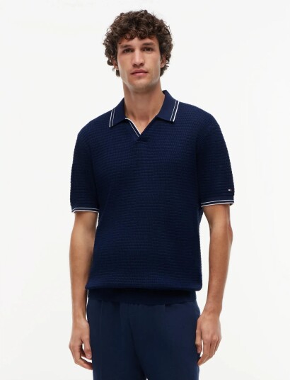 Tommy Hilfiger Dc Medium Texture Polo   Navy   XXL