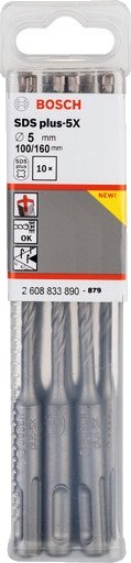 Bosch 4-blads Hammerbor Plus-5X 5x100/160 mm - 10 stk Electroverktøy Tilbehør