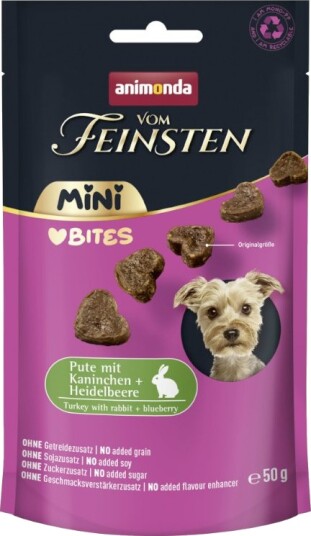 Animonda Vom Feinsten Adult Mini Bites Sparepakke Med Kanin Og Blåbær Kalkun 10 X 50 G