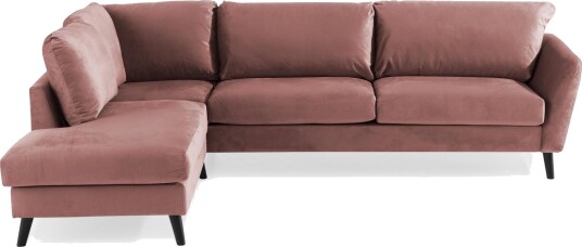 Trend 4 seters Venstrevendt L formet Sjeselongsofa i Fløyel Rosa