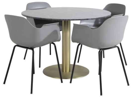 Venture Design Estelle & Comfort spisegruppe Svart/grå 4 st stoler & bord 106 cm