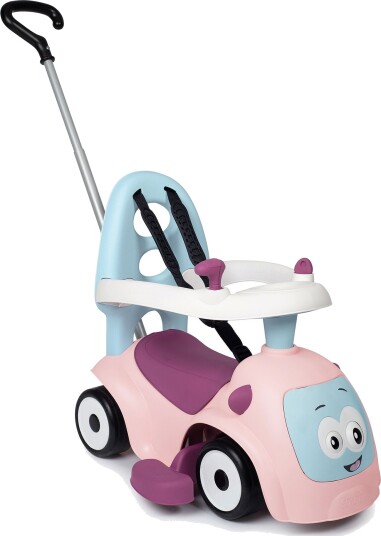 Smoby Maestro Ride-on 3i1 lær-å-gå bil med skyvestang rosa