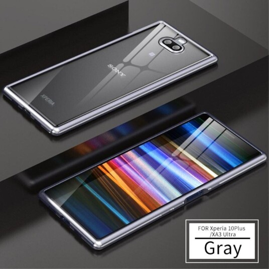 INCOVER Sony Xperia 10 Plus Deksel m. Metal Bumper & Glassbakside - Grå
