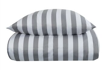 Borg Living Sengetøy - 240x220 cm - Nordic Stripe Grey - Grå og hvit - 100% bomullsateng