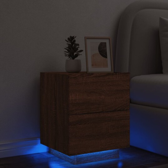  Nattbord med LED brun eik konstruert tre 8721012253315