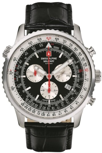 Swiss Alpine Military Herreklokke 7078.9537 Spirit Sort/Lær Ø45 mm