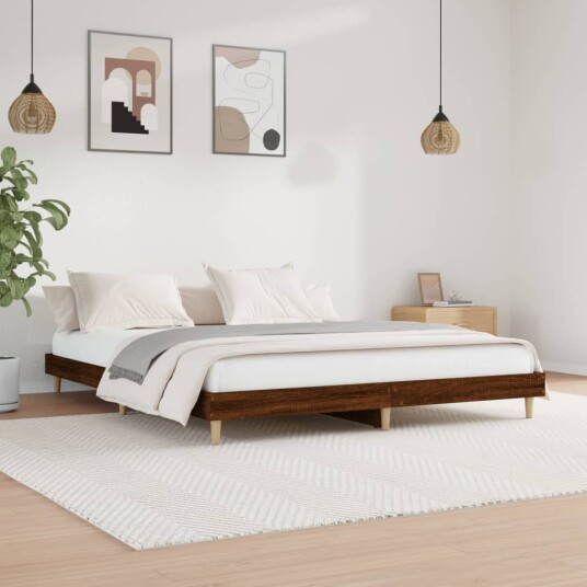 vidaXL Sengeramme brun eik 140x200 cm konstruert tre