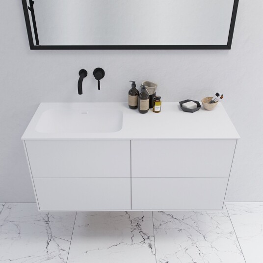 Pulcher Mood 120L Soft   Baderomsmøbel 120x46 cm matt hvit med SolidTec® vask