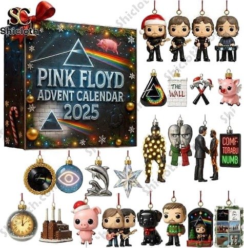 Pink Floyd 60 årsjubileum Adventskalender Overraskelsesboks Akryl Juletrepynt Anheng