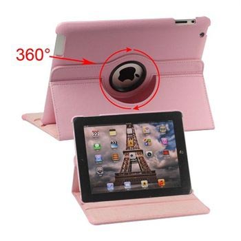 Rotary lærveske   iPad 2 iPad 3 iPad 4   beskyttelse og stativ   Rosa