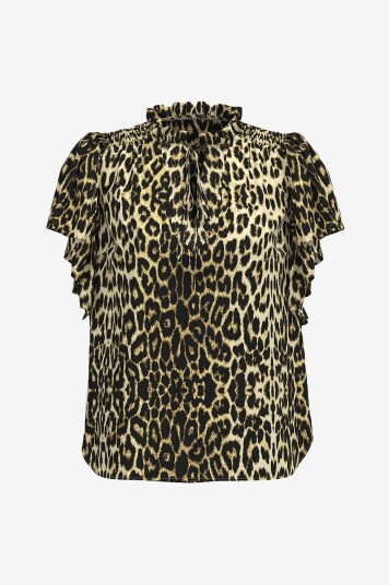 co’couture - Bluse LeoCC SS Frill Top - Beige