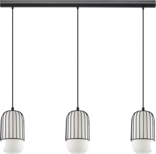 Eglo Muleges Langbord Pendellampe I Svart Med Opal Glassskjermer 3L