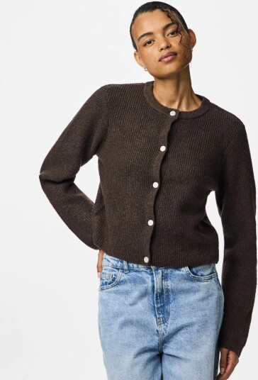 Pieces Pcsilly Ls O Neck Knit Cardigan Noos Bc Brown XL
