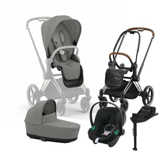 Cybex Priam Duovogn inkl. Aton B2 &  Base Mirage Grey/Chrome Brown