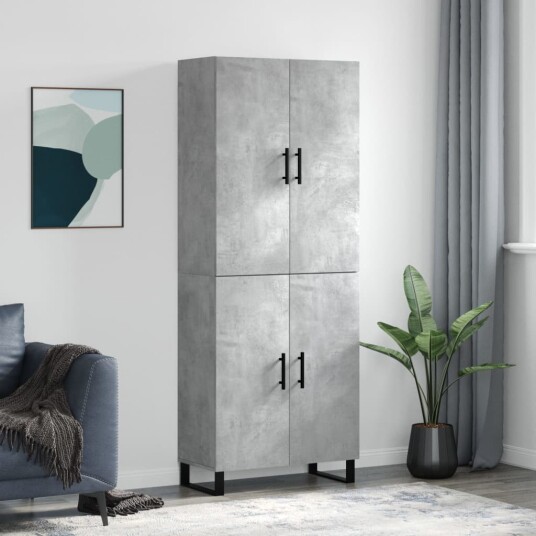 vidaXL Highboard betong grå 69,5x34x180 cm konstruert tre 8720845409524