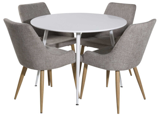 Venture Design Plaza & Plaza spisegruppe Hvit/grå 4 st stoler & bord 100 cm
