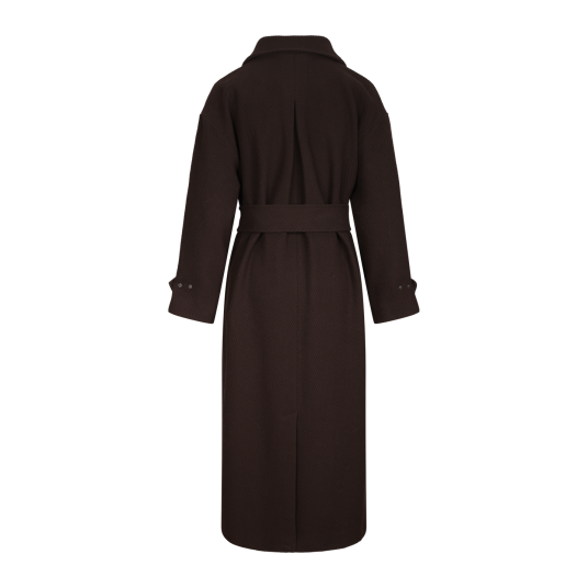 Amelie Trenchcoat Chocolate Brown S Long wool trench