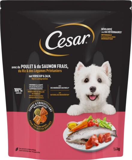 Cesar Tørrfôr Adult Med Laks Og Grønnsaker Sparepakke Kylling 2 X 1.4 kg