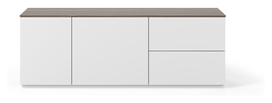 Temahome Join TV-Bord, Matt hvit/Valnøtt Topp, 160x50x57 Unoliving