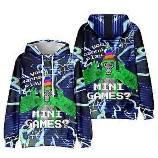 Ny Gorilla Tag 3D-trykk Genser for Gutter Avslappet Baggy Hettestrikket Genser Gamer Gave (10-11 År B)