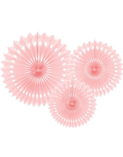 PartyDeco Papirvifter Pudderrosa - 3-pakning