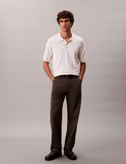 Calvin Klein Ss Ck Tech Knit Sweater Polo 14G White M Calvin Klein Ss Ck Tech Knit Sweater Polo 14G White M
