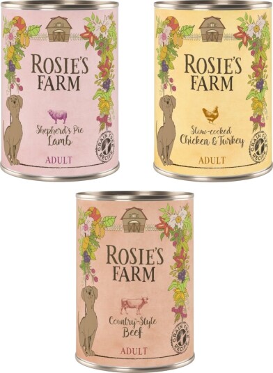 Rosie'S Farm Våtfôr Adult Mixpakke I & Kylling Kalkun Lam Okse 24 X 400 G